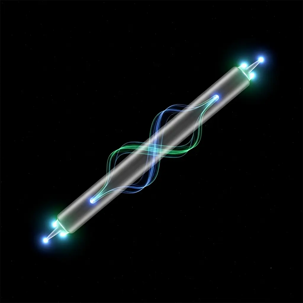 Topological nanowire with paired Majorana zero modes glowing at edges, stable phase loop visible