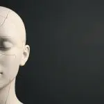 A featureless humanoid head in soft studio light