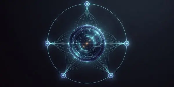 Qubit sphere feeding a network of learning nodes