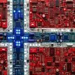 Norway quantum computing companies, the Norwegian flag rendered in circuit boards