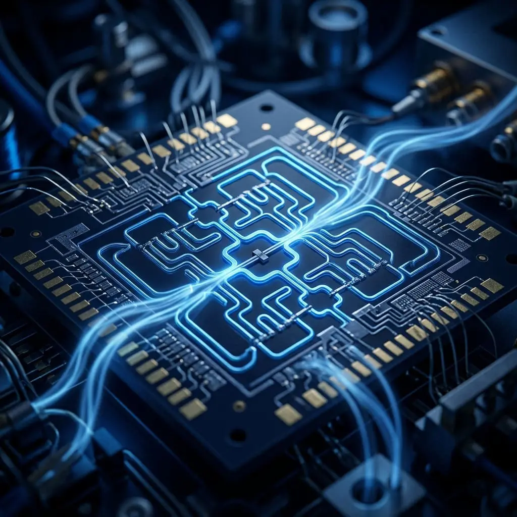 Superconducting qubit die showing Josephson junction features