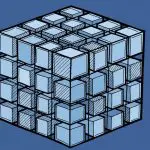 Hand-drawn cube of smaller cubes