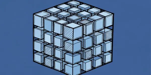 Hand-drawn cube of smaller cubes