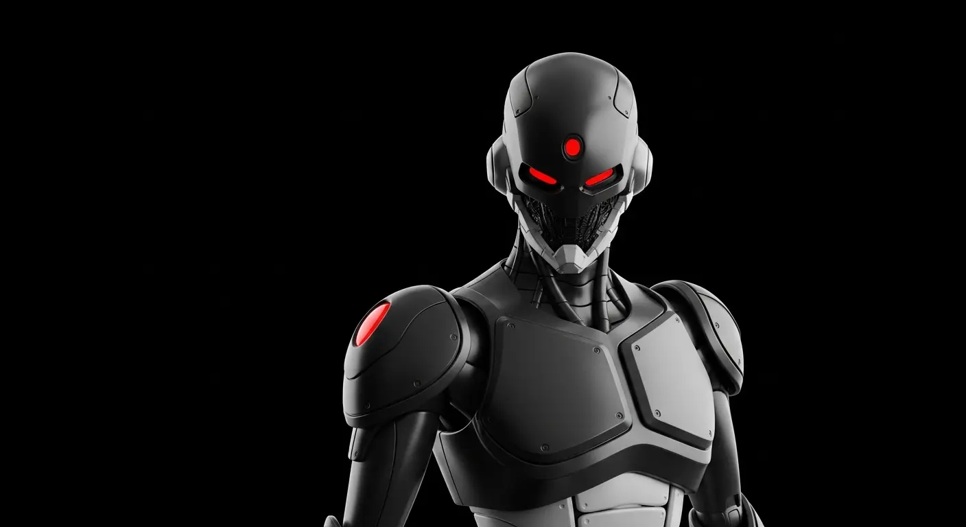 Dark armoured humanoid robot