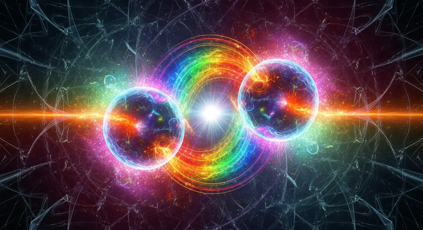 Rainbow halo linking two particles