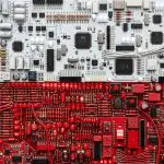 Poland quantum computing companies, the Polish flag rendered in circuit boards