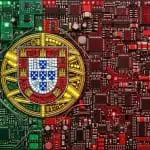 Portugal quantum computing companies, the Portuguese flag rendered in circuit boards