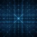 A dense blue point lattice receding to a vanishing point