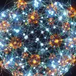 Spherical quantum network illustration