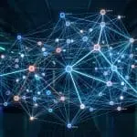 A mesh of network nodes above a server hall