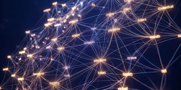 Lattice of nodes representing a large language model