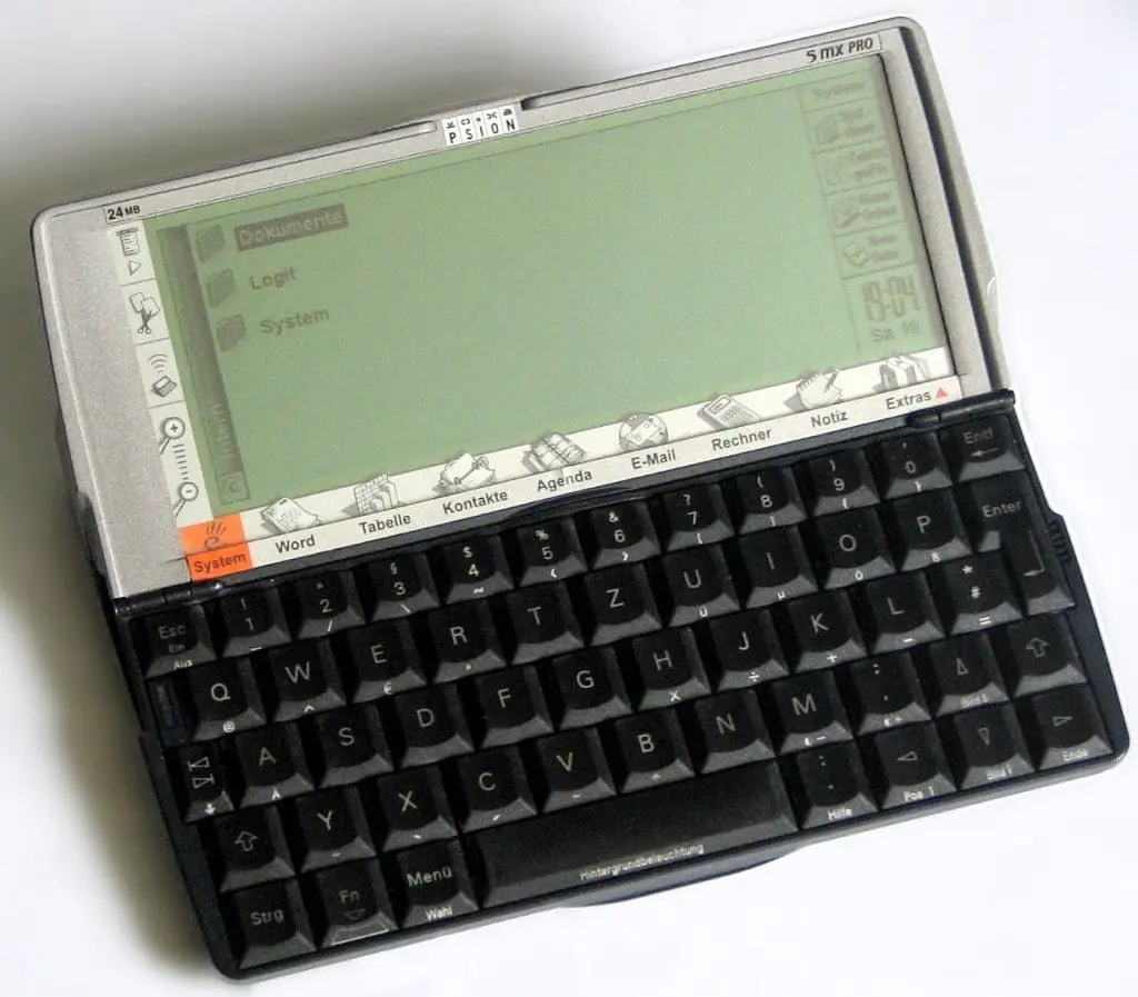 What Happened To The Palm Pilot? The Amazing Futuristic Pda Pre Cursor To The Smartphone. The Psion Series 5, released in 1997 by Psion, was a highly advanced personal digital assistant (PDA) for its time. It featured a clam-shell design with a physical keyboard, a touchscreen, and ran the EPOC operating system (a precursor to Symbian OS). The Psion 5 was praised for its compact form factor, long battery life, and strong productivity software, including word processing, spreadsheets, and database applications.. Georg Dembowski Schoschi, Public domain, via Wikimedia Commons