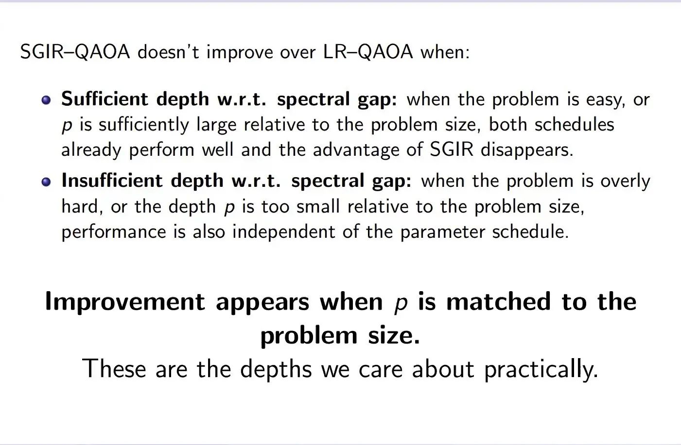 Quantum Optimisation At Qce26 Leaned On Its Classical Half Chart of when a gap based QAOA schedule beats a plain linear ramp as depth and size change
