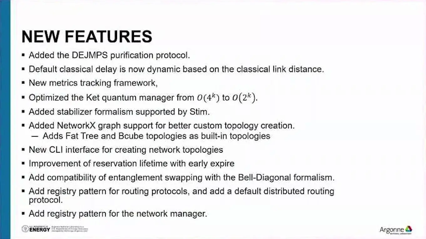 List of what is new in SeQUeNCe version 1.2.