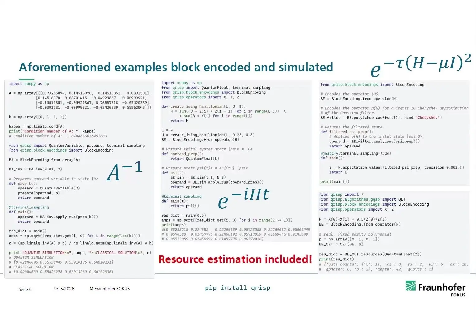 Quantum Compilers At Qce26 Faced A Fairer Race Qrisp code using block encodings to invert a matrix, simulate an Ising chain and apply a Chebyshev filter