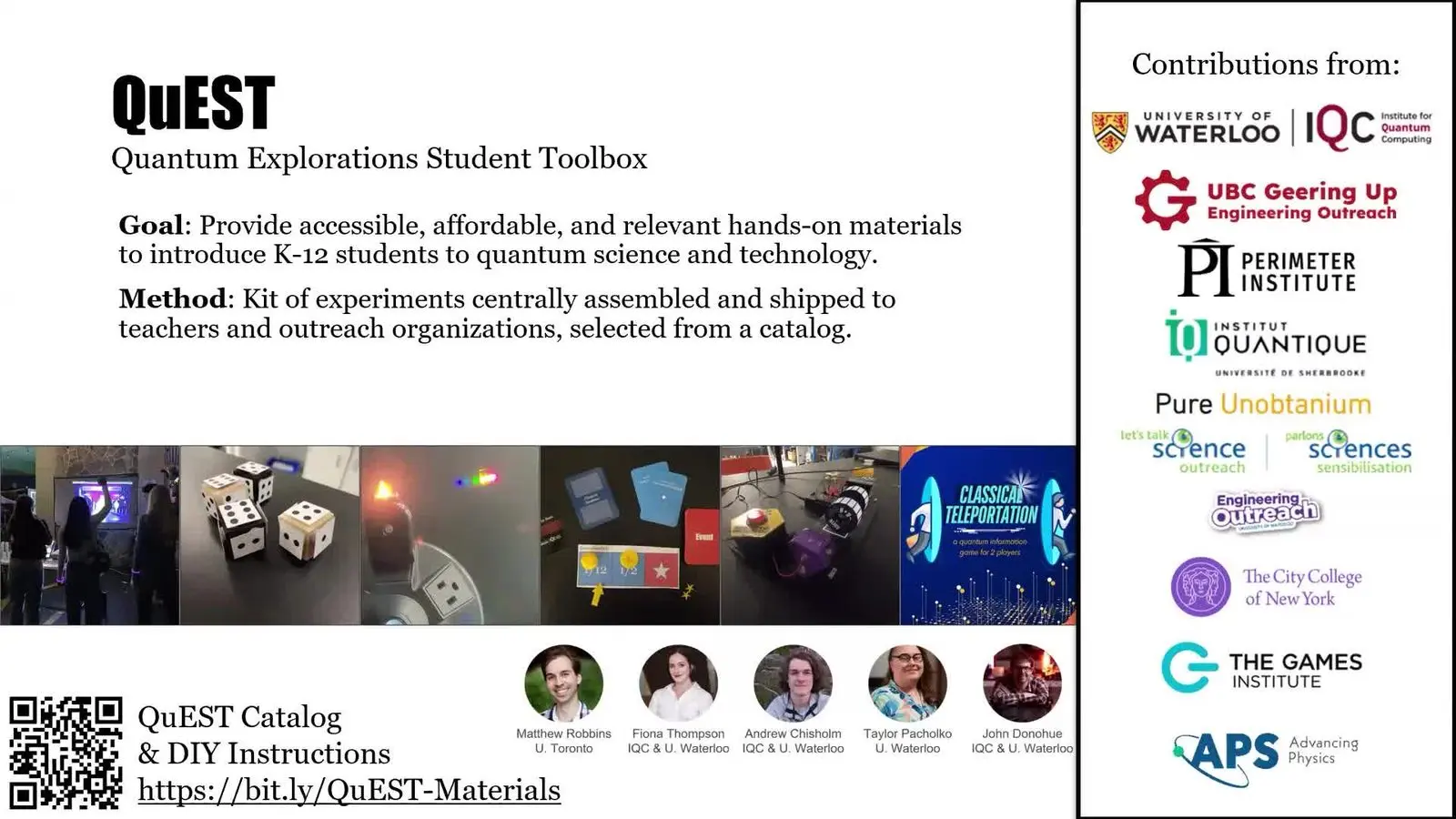 Quantum Education At Qce26 Made First Contact Cheap Quantum kits sent to teachers and outreach groups across Canada by the QuEST toolbox
