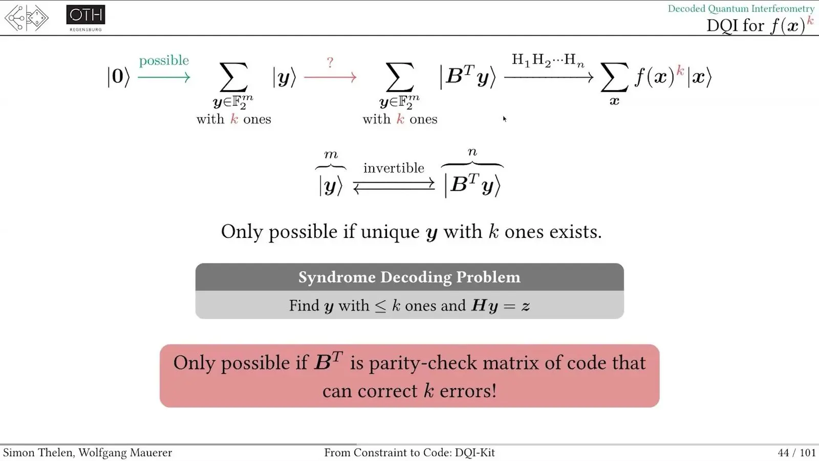 Quantum Optimisation At Qce26 Leaned On Its Classical Half Slide on the decoding step of decoded quantum interferometry and the code it needs