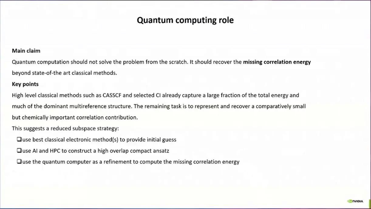 Slide on using AI and HPC to build a small ansatz for the missing correlation energy