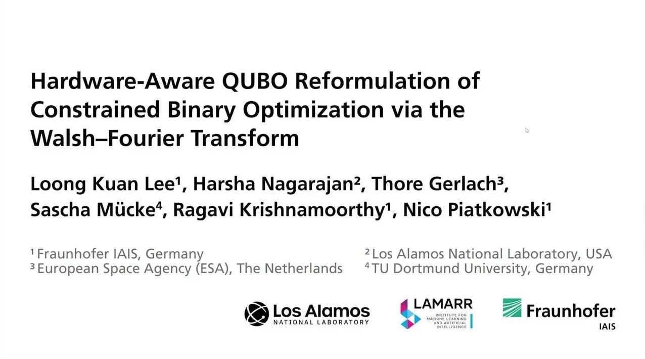 Quantum Optimisation At Qce26 Leaned On Its Classical Half Title slide on fitting the penalties of a QUBO problem to the links a quantum chip has