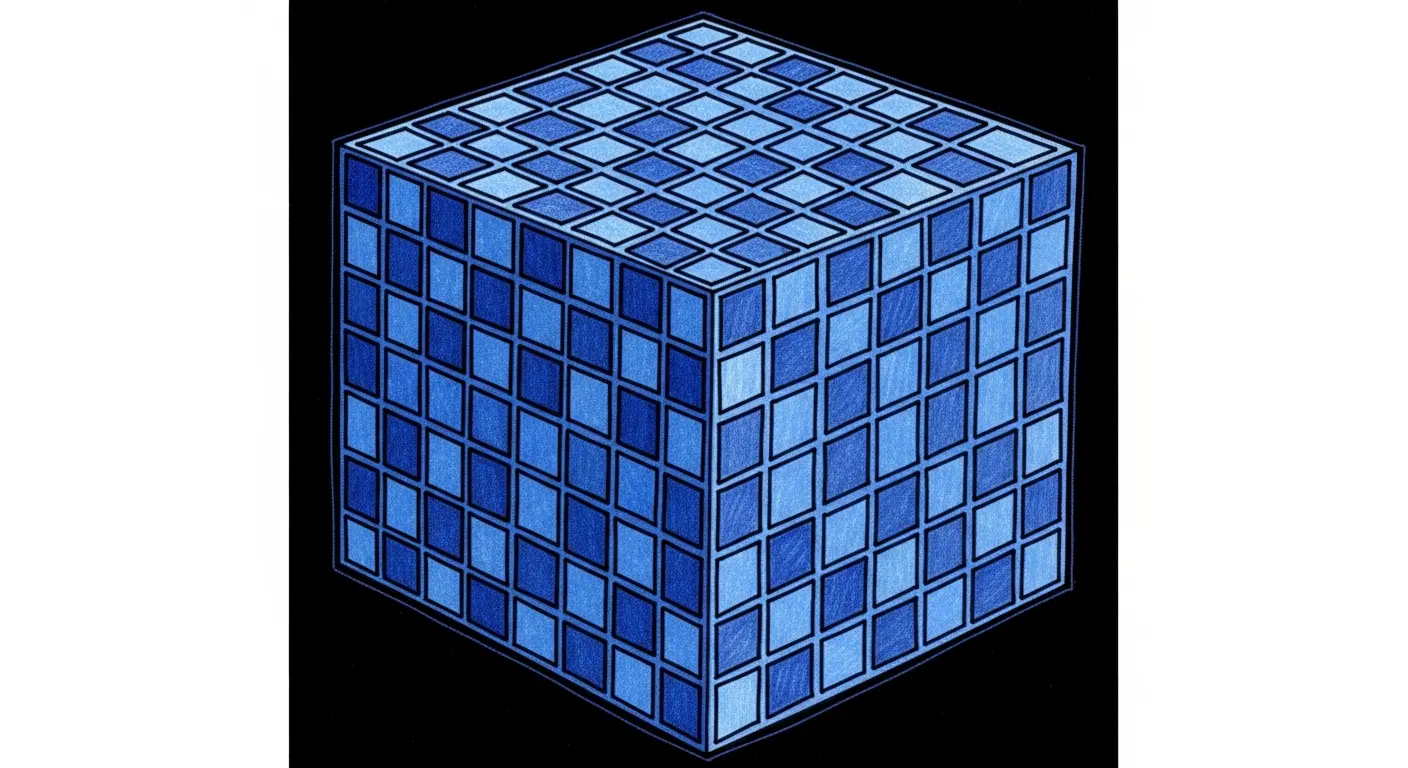 Cube of small square tiles