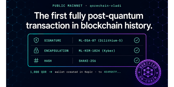 QoreChain Validates Post-Quantum Crypto With 1,000 QOR Transfer