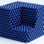 A cube of close-packed blue spheres with a corner cut away