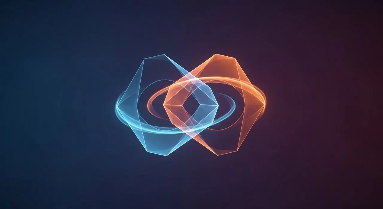 Two interlocking polyhedra sharing an orbit
