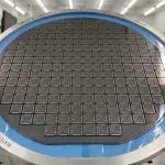 A 300mm wafer patterned into individual dies