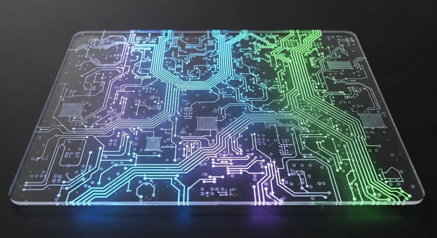 Rainbow-lit transparent circuit board
