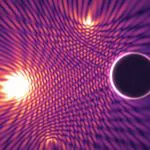 Interfering wavefronts bending around a dark obstacle