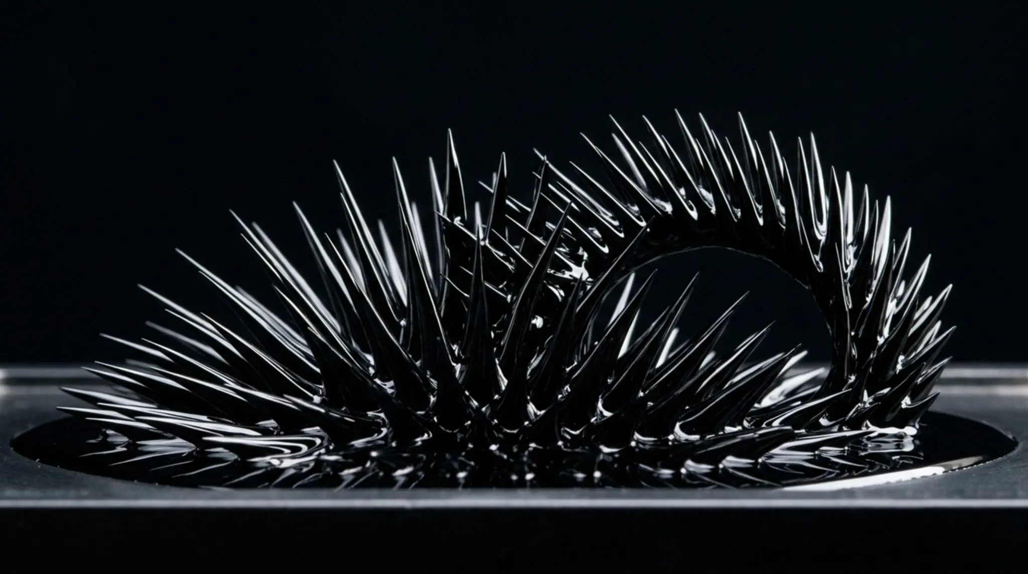 Ferrofluid spiking along field lines