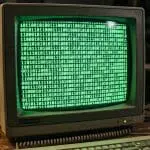Binary code on a vintage CRT terminal