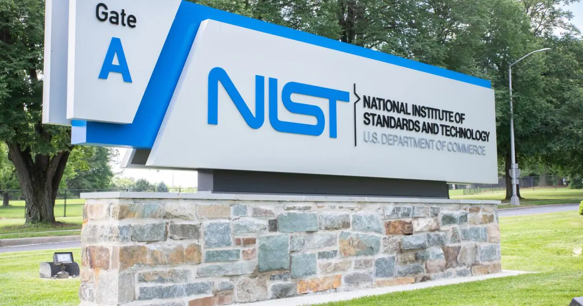 The front entrance sign at NIST's Gaithersburg campus, Gate A. Credit: R. Wilson/NIST