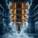 Dilution refrigerator cradling a layered quantum processor