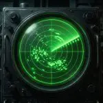 A green radar scope mid-sweep