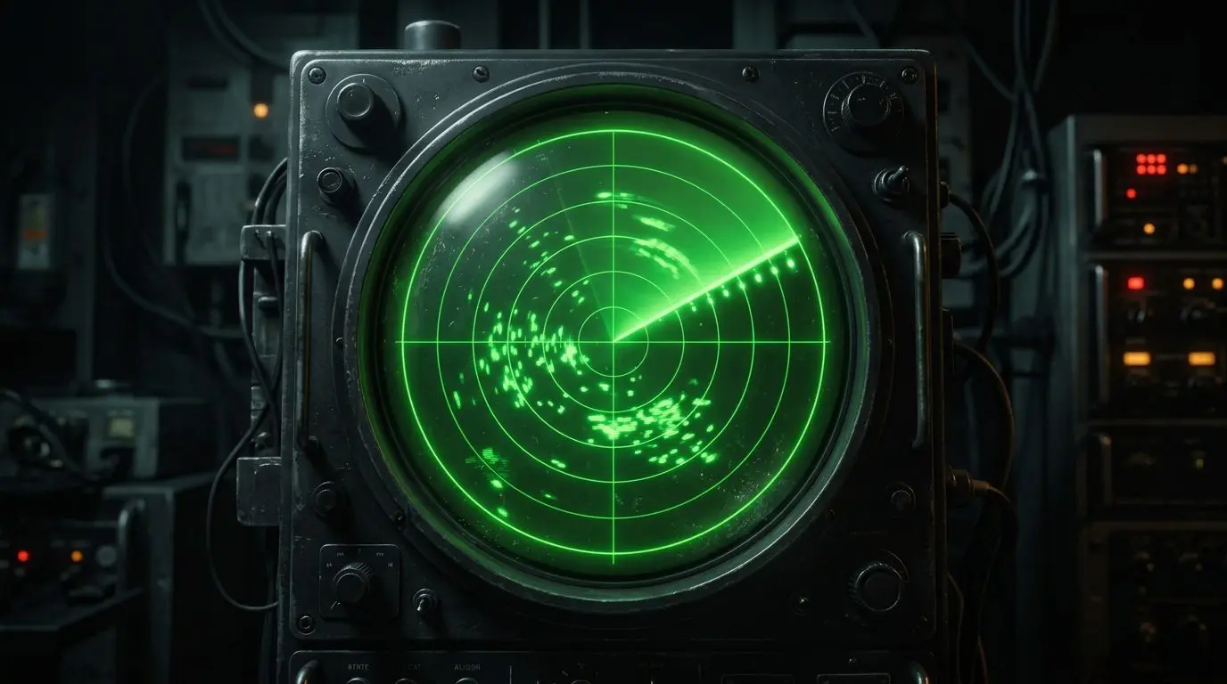 A green radar scope mid-sweep