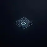Qubit chip glowing in darkness