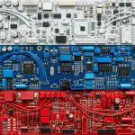 Russia quantum computing companies, the Russian flag rendered in circuit boards