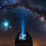 Astronomical observatory scanning the night sky