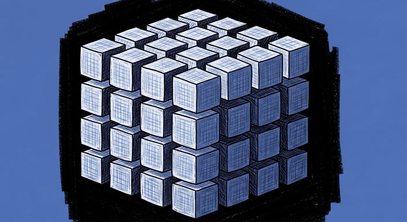Hatched cube of cubes