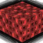 Red 3D lattice cube