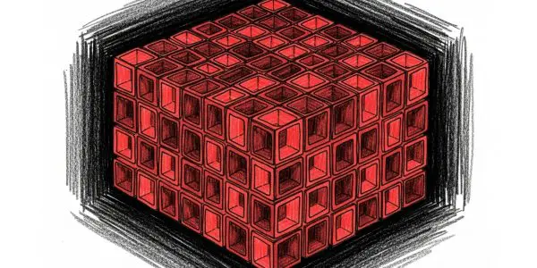 Red 3D lattice cube