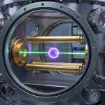 Single Atom Emits Light with Cooperativity Matching Current Technology