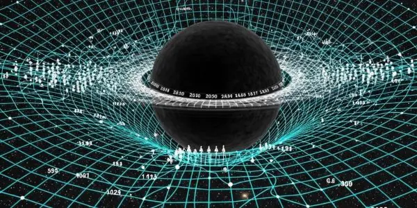 Curved spacetime grid bending around massive object, measurement markers fading or distorting along the curvature