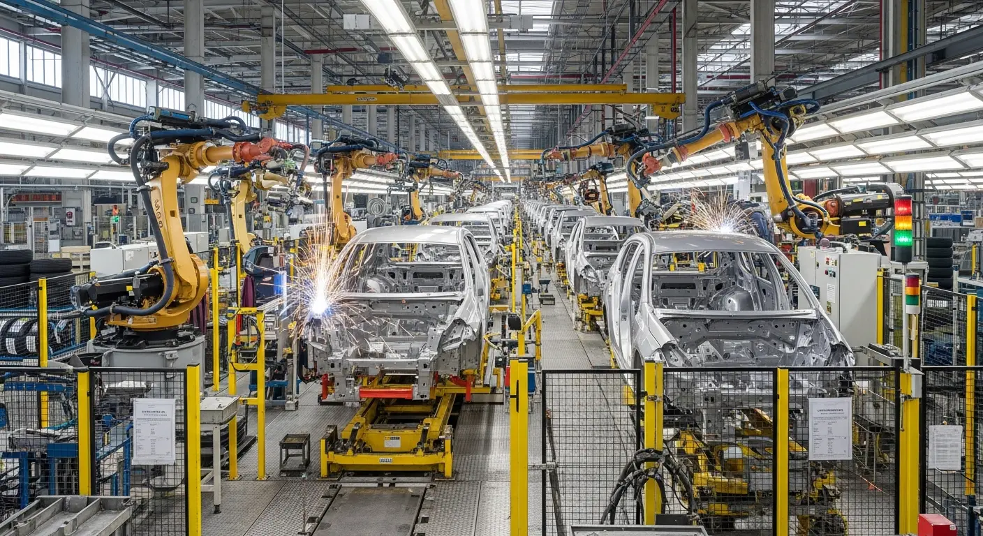 Long perspective of a factory line