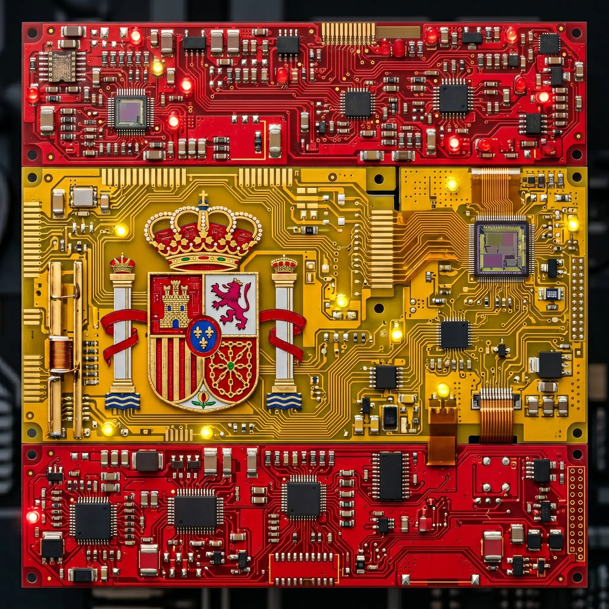 Spain quantum computing companies circuit-board flag