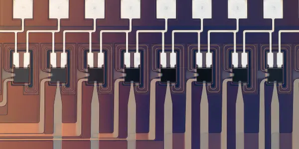 A row of detector elements with contact pads