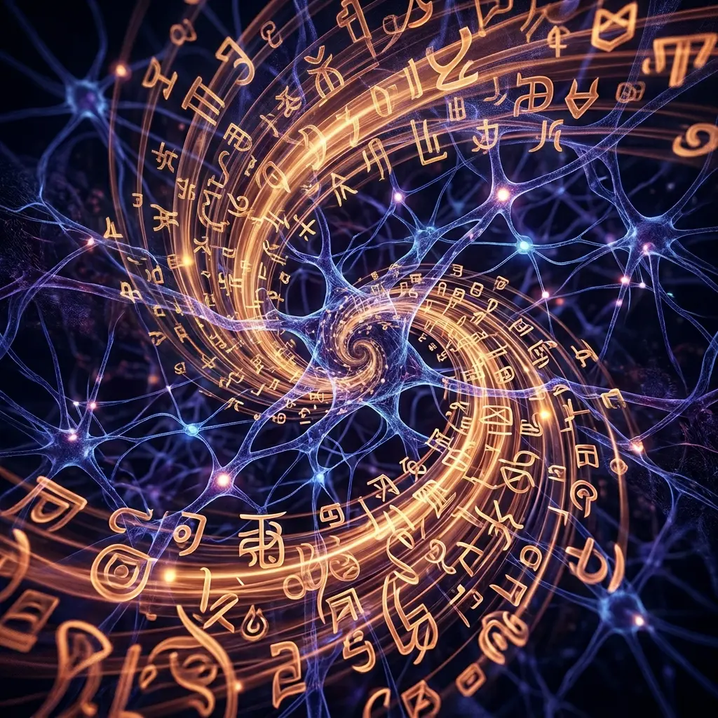 Neural network mesh dissecting a passage of text