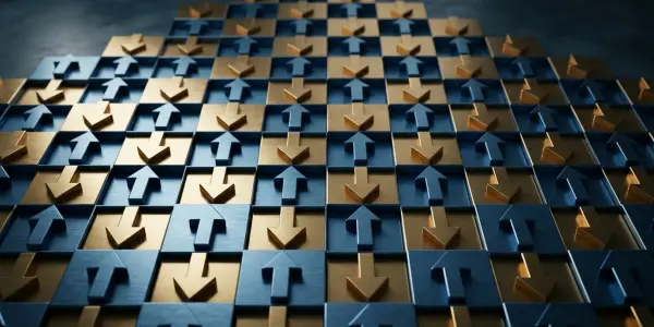Alternating up and down arrows on a checkerboard lattice