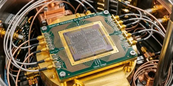 Top quantum hardware companies in 2026: superconducting quantum processor mounted at the 10mK stage of a dilution refrigerator